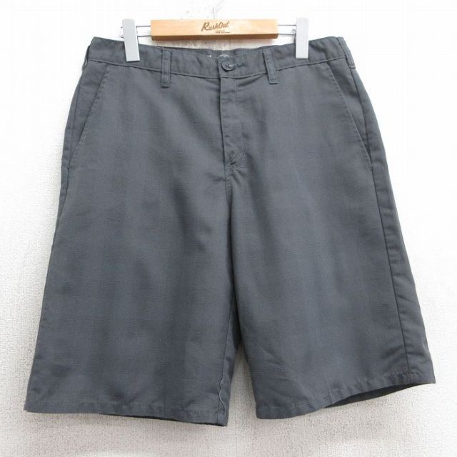 W33★古着 ディッキーズ Dickies ショート パンツ ショーツ メンズ 濃グレー チェック 25jul08 中古 ボトムス 短パン ショーパン ハーフ