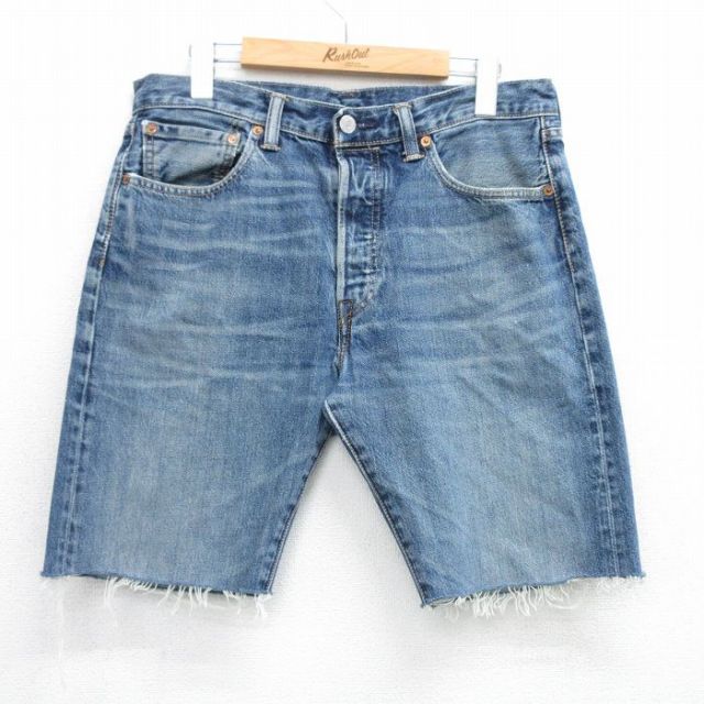 【Levi's】501 ブルーデニムショーツ　ハーフパンツ W32 L32 90s USA製 Levi'sリーバイス 501 カットオフ デニム ショート