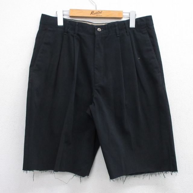 W33★古着 ドッカーズ ショート パンツ ショーツ メンズ コットン 黒 ブラック 25jul09 中古 ボトムス 短パン ショーパン ハーフ