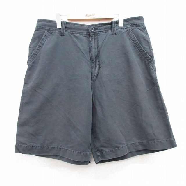 W37★古着 オールドネイビー OLD NAVY ショート パンツ ショーツ メンズ リネン 黒 ブラック 25jul09 中古 ボトムス 短パン ショーパン ハーフ