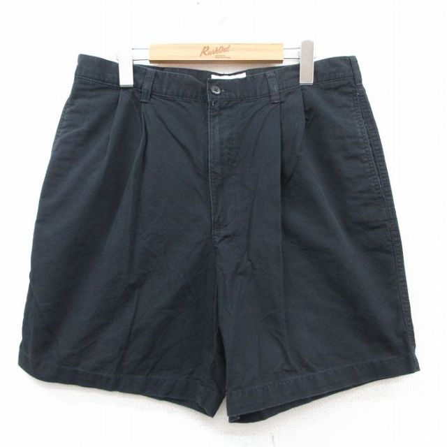 W34★古着 ショート パンツ ショーツ メンズ 00年代 00s コットン 黒 ブラック 25jul09 中古 ボトムス 短パン ショーパン ハーフ