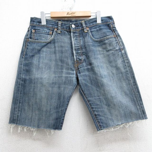 リーバイス501 ショートパンツ ヒゲ ネイビー W33 | 古着