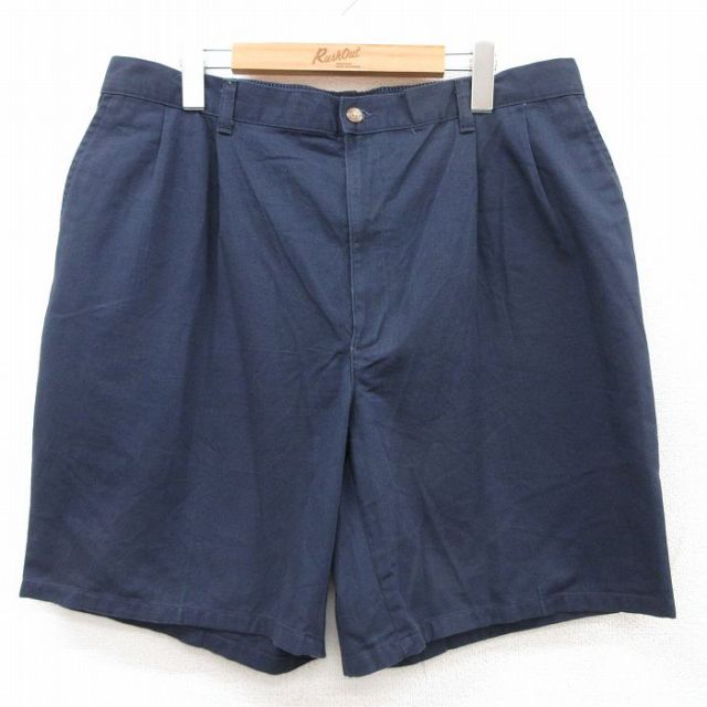 W40★古着 ショート パンツ ショーツ メンズ 大きいサイズ 紺 ネイビー 25jul17 中古 ボトムス 短パン ショーパン ハーフ
