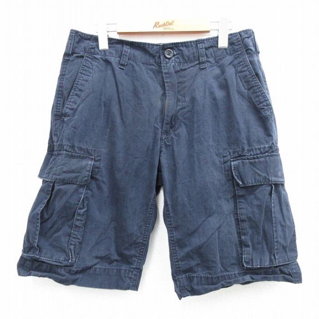 W32★古着 ギャップ GAP ショート カーゴ パンツ ショーツ メンズ コットン 紺 ネイビー 25jul17 中古 ボトムス 短パン ショーパン
