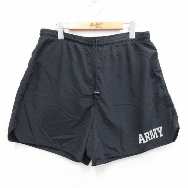 【50%OFF】W32★古着 ショート トレーニング パンツ ショーツ メンズ 90年代 90s アーミー ARMY リフレクター USA製 黒 ブラック 【spe】 25jul17 中古 ボトムス 短パン ショーパン