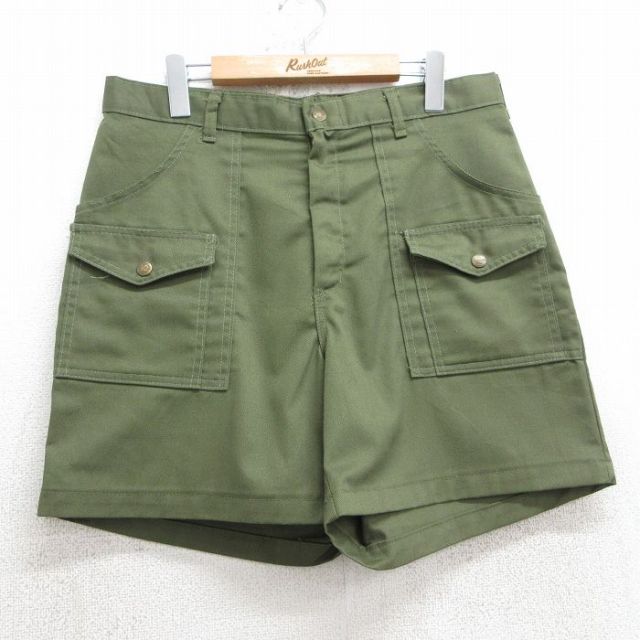 W34★古着 ショート ボーイスカウト ブッシュ パンツ ショーツ メンズ 濃緑 グリーン 25jul17 中古 ボトムス 短パン ショーパン