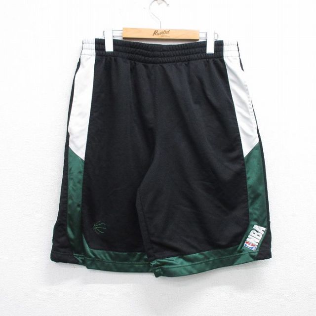 【50%OFF】W38★古着 ショート トレーニング パンツ ショーツ メンズ NBA マルチカラー 緑他 グリーン バスケットボール 25jul17 中古 ボトムス 短パン ショーパン