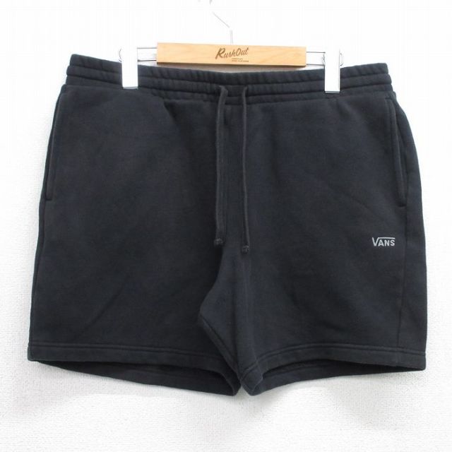 W35★古着 バンズ ショート スウェット パンツ ショーツ メンズ ワンポイントロゴ 黒 ブラック 25jul17 中古 ボトムス 短パン ショーパン