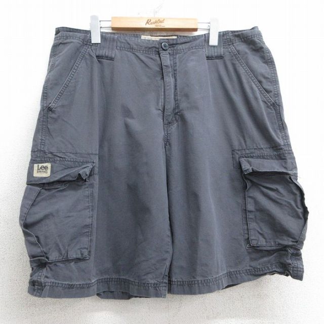 W37★古着 リー Lee ショート カーゴ パンツ ショーツ メンズ コットン 濃グレー 25jul18 中古 ボトムス 短パン ショーパン