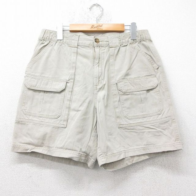 【50%OFF】W31★古着 ショート ブッシュ パンツ ショーツ メンズ コットン ベージュ カーキ 25jul18 中古 ボトムス 短パン ショーパン