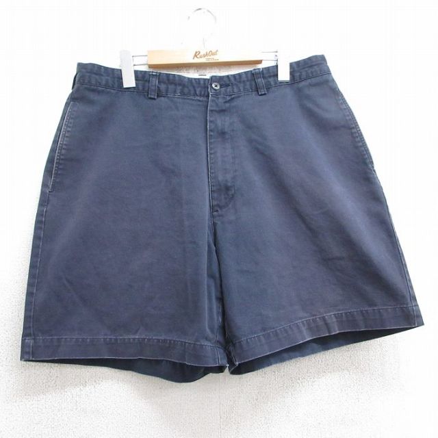 W34★古着 ラルフローレン Ralph Lauren ブランド ショート チノ パンツ ショーツ チノパン メンズ 90年代 90s コットン 紺 ネイビー 25jul18 中古 ボトムス 短パン ショーパン