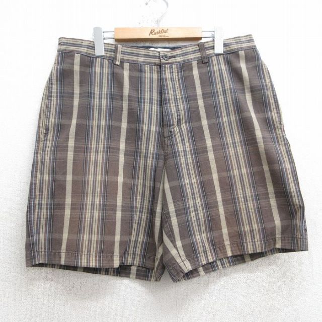 W35★古着 ジェイクルー J.CREW ショート パンツ ショーツ メンズ 00年代 00s コットン 茶他 ブラウン チェック 25jul18 中古 ボトムス 短パン ショーパン ハーフ