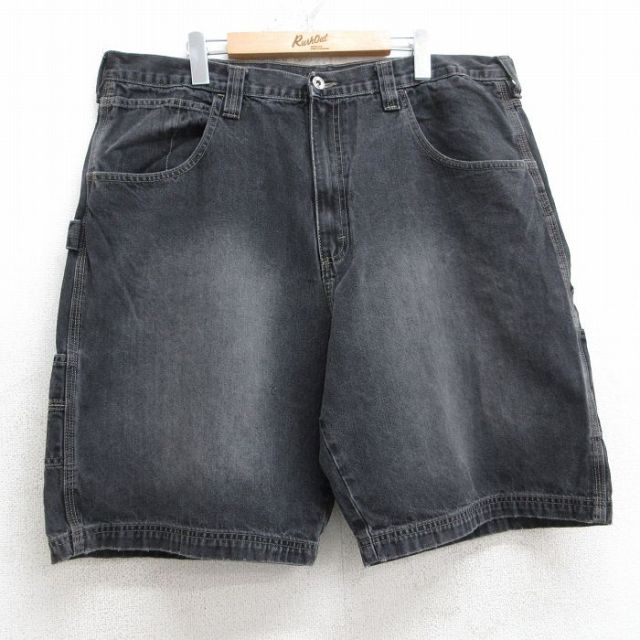 【50%OFF】W39★古着 ラングラー Wrangler ショート ペインター パンツ ショーツ メンズ コットン 黒 ブラック デニム 25jul18 中古 ボトムス 短パン ショーパン