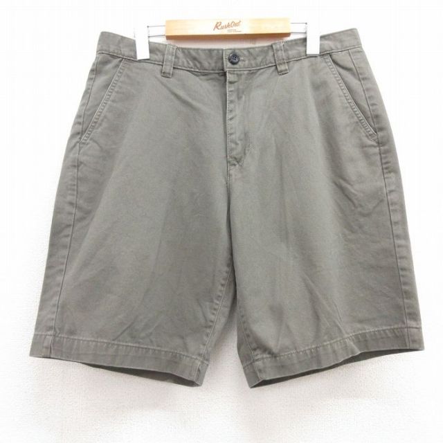 W34★古着 エディーバウアー ショート パンツ ショーツ メンズ コットン 緑系 グリーン 25jul22 中古 ボトムス 短パン ショーパン ハーフ
