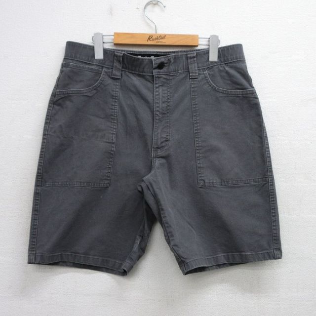 W34★古着 ラングラー Wrangler ショート ベイカー パンツ ショーツ メンズ 濃グレー 25jul23 中古 ボトムス 短パン ショーパン