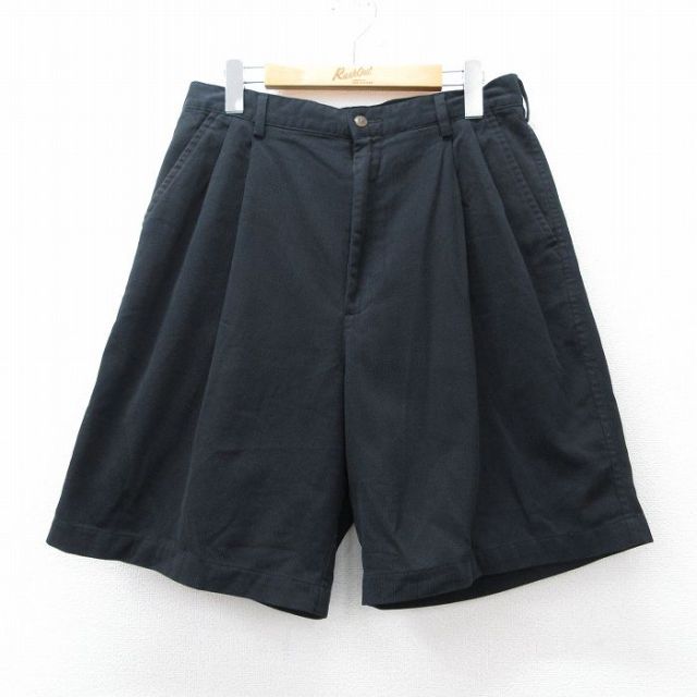 【50%OFF】W30★古着 ショート パンツ ショーツ メンズ Ashworth コットン 黒 ブラック 25jul29 中古 ボトムス 短パン ショーパン ハーフ