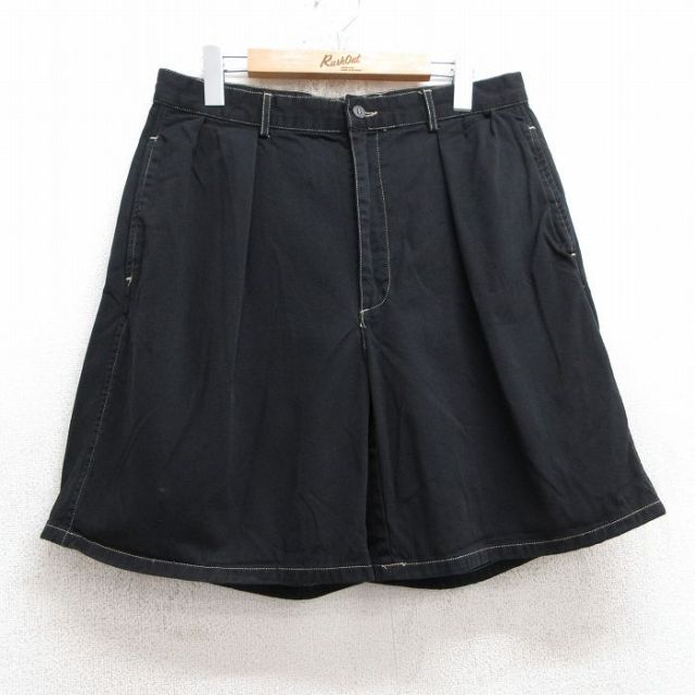 W32★古着 ラルフローレン Ralph Lauren ブランド ショート パンツ ショーツ メンズ 90年代 90s コットン USA製 黒 ブラック 【spe】 25jul30 中古 ボトムス 短パン ショーパン ハーフ
