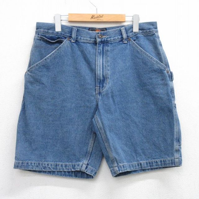 W35★古着 ルート66 ショート ペインター パンツ ショーツ メンズ 00年代 00s コットン 紺 ネイビー デニム 【spe】 25jul30 中古 ボトムス 短パン ショーパン