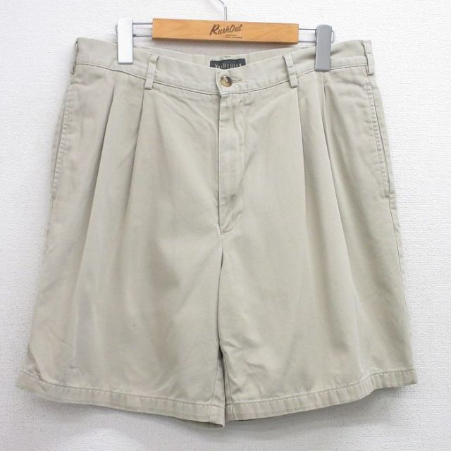 【50%OFF】W34★古着 バンヒューセン ショート パンツ ショーツ メンズ コットン ベージュ カーキ 25jul30 中古 ボトムス 短パン ショーパン ハーフ