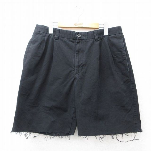 【50%OFF】W34★古着 ドッカーズ ショート パンツ ショーツ メンズ コットン 黒 ブラック 25aug04 中古 ボトムス 短パン ショーパン ハーフ