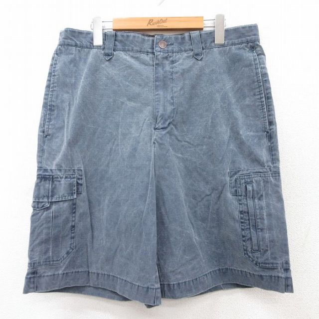 【50%OFF】W35★古着 エディーバウアー ショート カーゴ パンツ ショーツ メンズ リップストップ コットン 薄紺系 ネイビー 25aug05 中古 ボトムス 短パン ショーパン