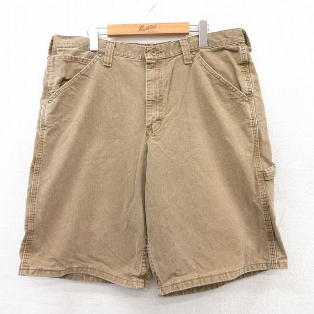 W38★古着 リー Lee ショート ペインター パンツ ショーツ メンズ コットン 茶系 ブラウン 25aug05 中古 ボトムス 短パン ショーパン