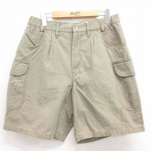 W32★古着 コロンビア COLUMBIA ショート カーゴ パンツ ショーツ メンズ 00年代 00s コットン ベージュ カーキ 25aug06 中古 ボトムス 短パン ショーパン