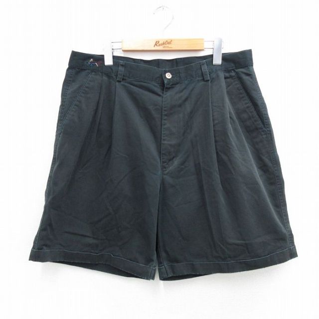 【50%OFF】W36★古着 グレッグノーマン ショート パンツ ショーツ メンズ コットン 黒 ブラック 25aug12 中古 ボトムス 短パン ショーパン ハーフ