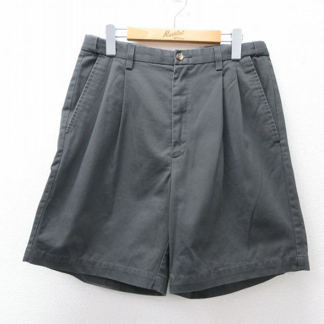 【50%OFF】W31★古着 HAGGAR ショート パンツ ショーツ メンズ コットン 濃グレー 25aug20 中古 ボトムス 短パン ショーパン ハーフ