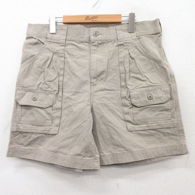 【20%OFF】W36★古着 カベラス ショート ブッシュ パンツ ショーツ メンズ コットン ベージュ カーキ 25aug21 中古 ボトムス 短パン ショーパン