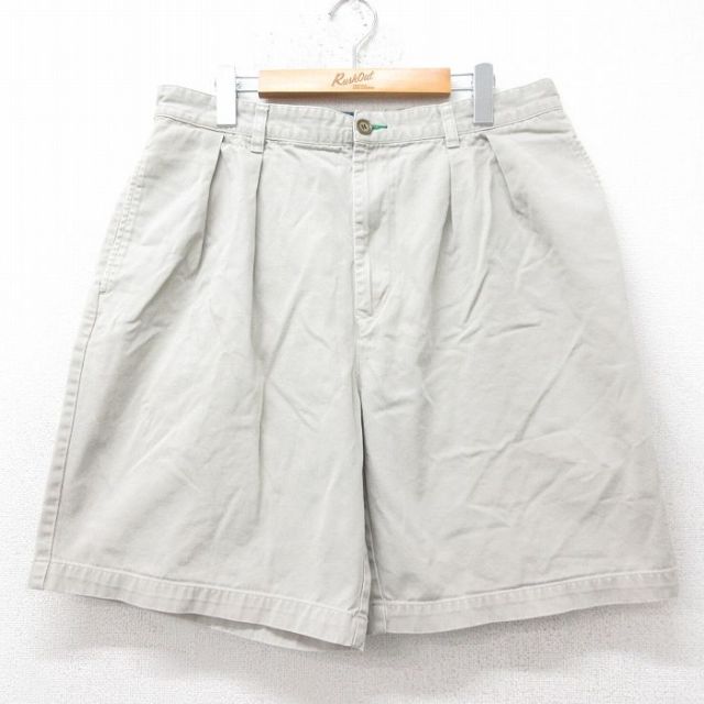 W36★古着 トミーヒルフィガー TOMMY HILFIGER ブランド ショート パンツ ショーツ メンズ 90年代 90s コットン ベージュ カーキ 25aug28 中古 ボトムス 短パン ショーパン ハーフ