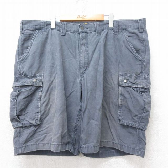 【50%OFF】W46★古着 カーハート Carhartt ショート カーゴ パンツ ショーツ メンズ 大きいサイズ コットン グレー 25aug28 中古 ボトムス 短パン ショーパン