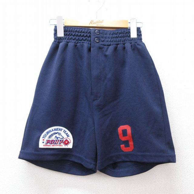 W27★古着 ショート スウェット パンツ ショーツ メンズ 90年代 90s 馬 PONY 9 USA製 紺 ネイビー 25sep02 中古 ボトムス 短パン ショーパン