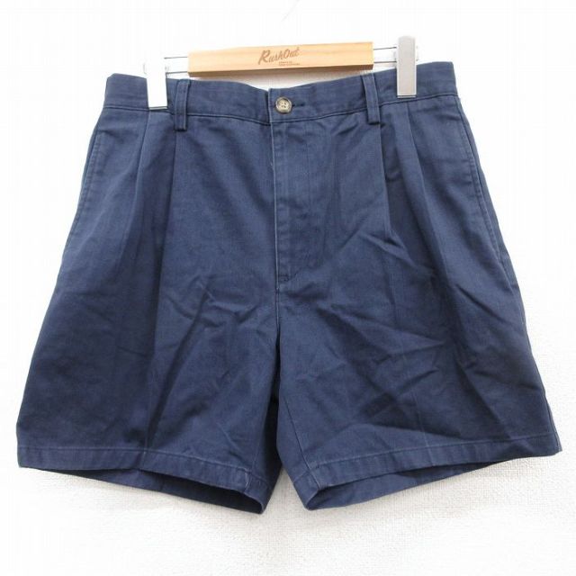 【20%OFF】W30★古着 エルエルビーン LLBEAN ショート パンツ ショーツ メンズ 00年代 00s コットン 紺 ネイビー 25sep02 中古 ボトムス 短パン ショーパン ハーフ