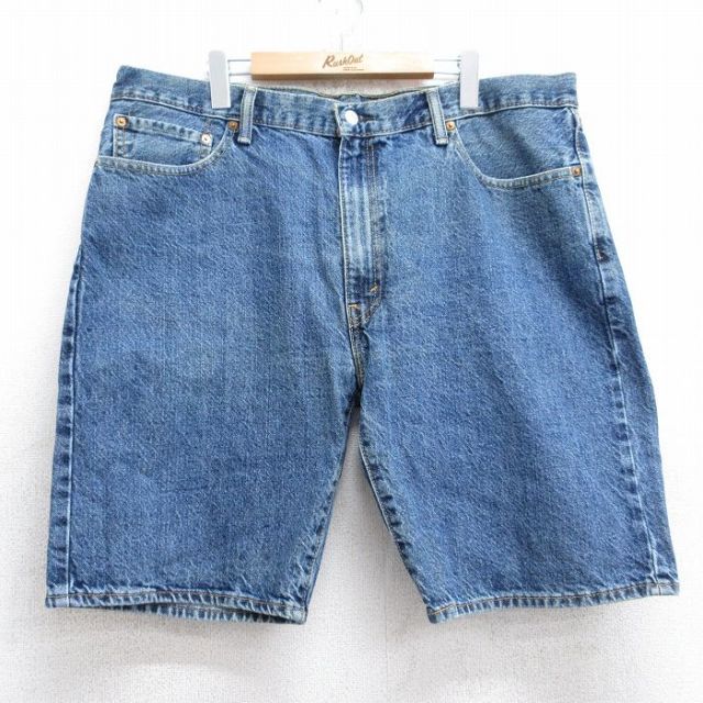 W40★古着 リーバイス Levis 505 ショート パンツ ショーツ メンズ 大きいサイズ コットン 紺 ネイビー デニム 25sep03 中古 ボトムス 短パン ショーパン ハーフ