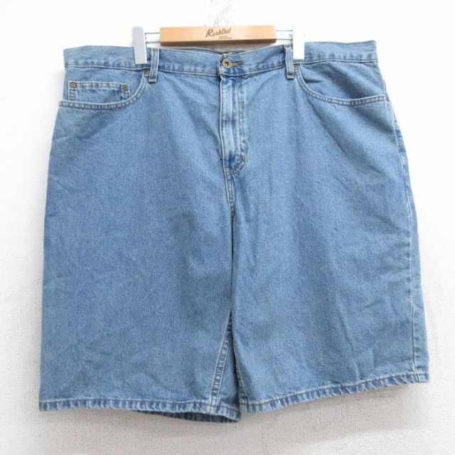 W42★古着 FADED GLORY ショート パンツ ショーツ メンズ 大きいサイズ コットン 紺 ネイビー デニム 25sep03 中古 ボトムス 短パン ショーパン ハーフ