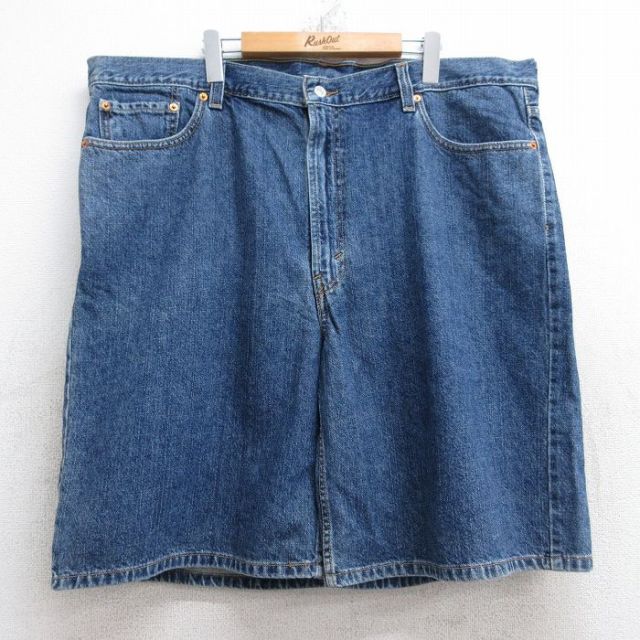 W44★古着 リーバイス Levis 550 ショート パンツ ショーツ メンズ 大きいサイズ コットン 紺 ネイビー デニム 25sep03 中古 ボトムス 短パン ショーパン ハーフ