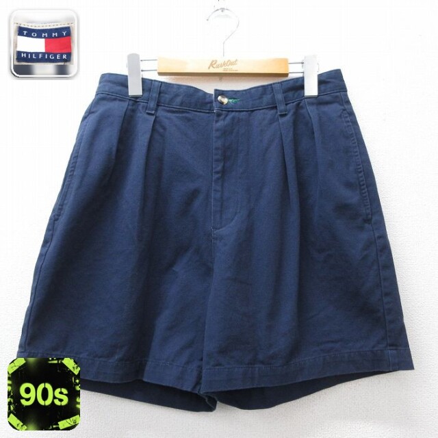 トミーヒルフィガー 90s ショートパンツ ワンポイントロゴ ネイビー 実寸W31 | 古着