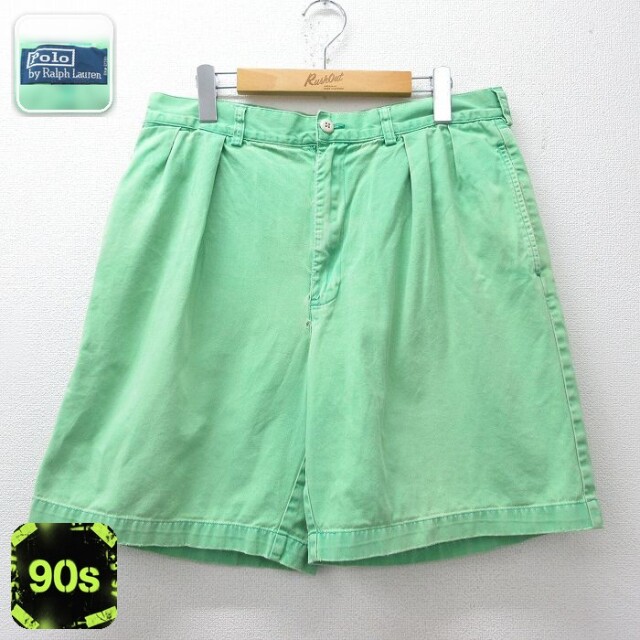 ラルフローレン 90s ショートチノパンツ TYLER 黄緑 実寸W34 | 古着