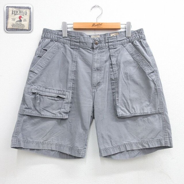 レッドヘッド ショートパンツ リップストップ グレー 実寸W31 | 古着