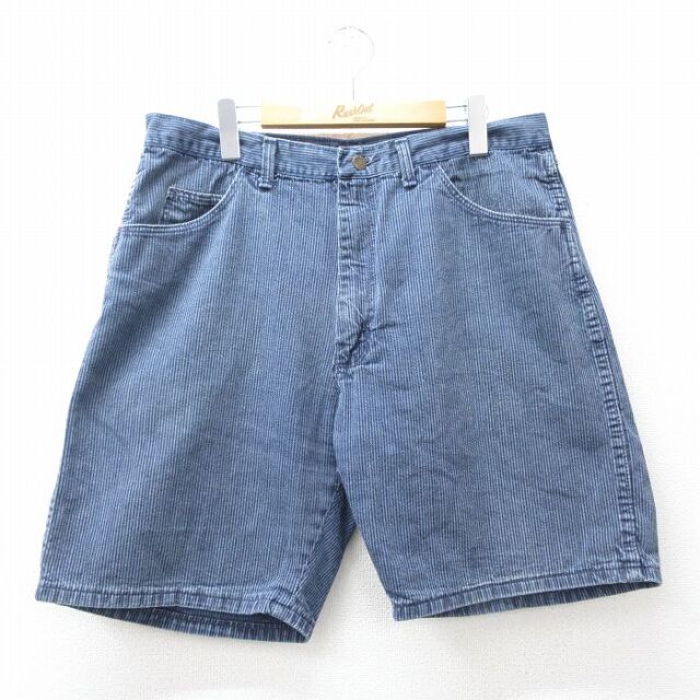 ラングラー 90s ショートパンツ ストライプ ネイビー 実寸W33 | 古着