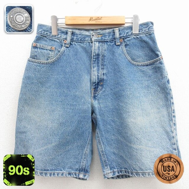 【20%OFF】ショート パンツ ショーツ メンズ 90s コットン USA製 紺 デニム 実寸W30 | 古着
