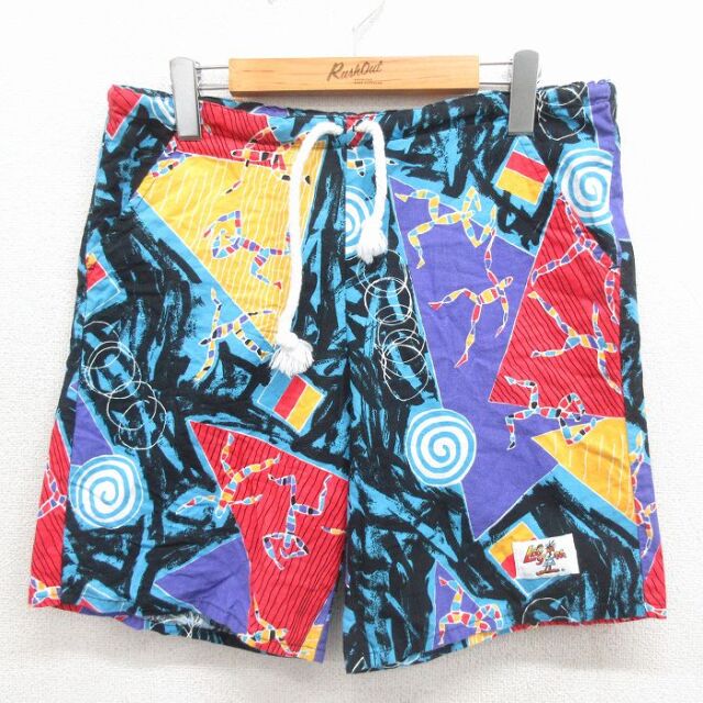 90s ショートイージーパンツ ライトブルー 実寸W32 | 古着