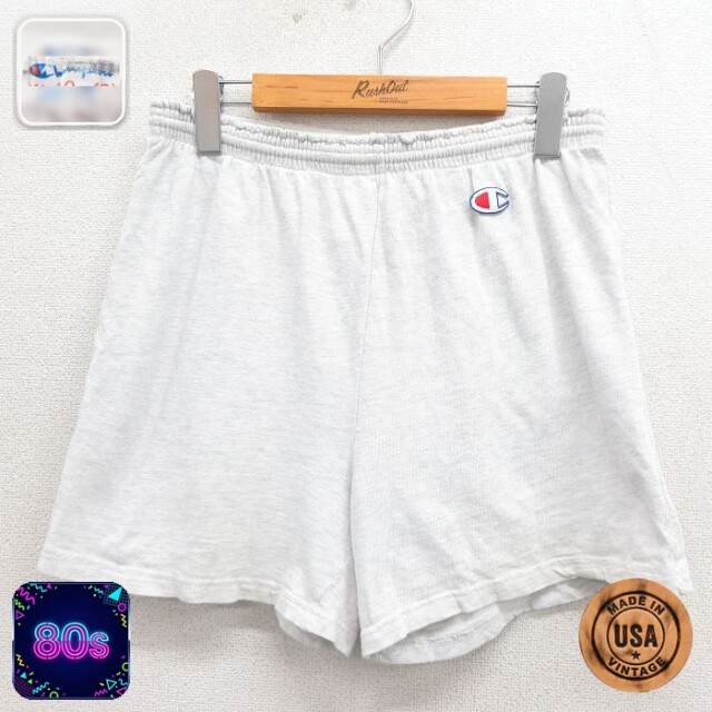 【20%OFF】チャンピオン 80s ショートパンツ ワンポイントロゴ グレー 実寸W35 | 古着