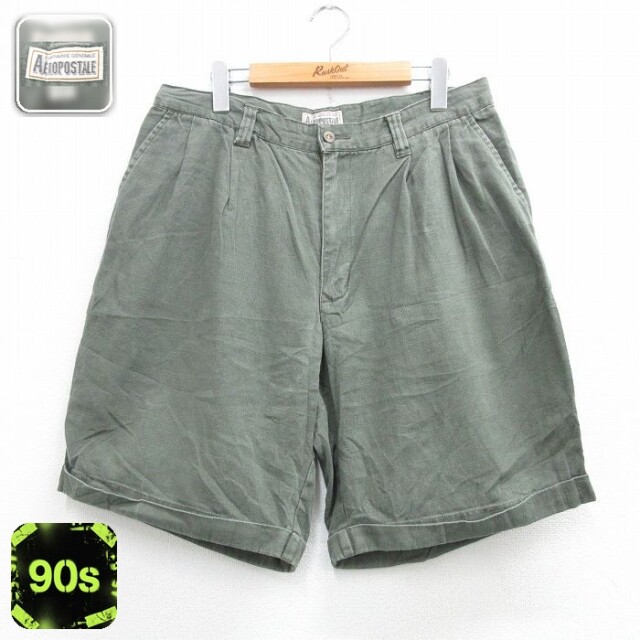 【20%OFF】エアロポステール 90s ショートパンツ グリーン 実寸W34 | 古着