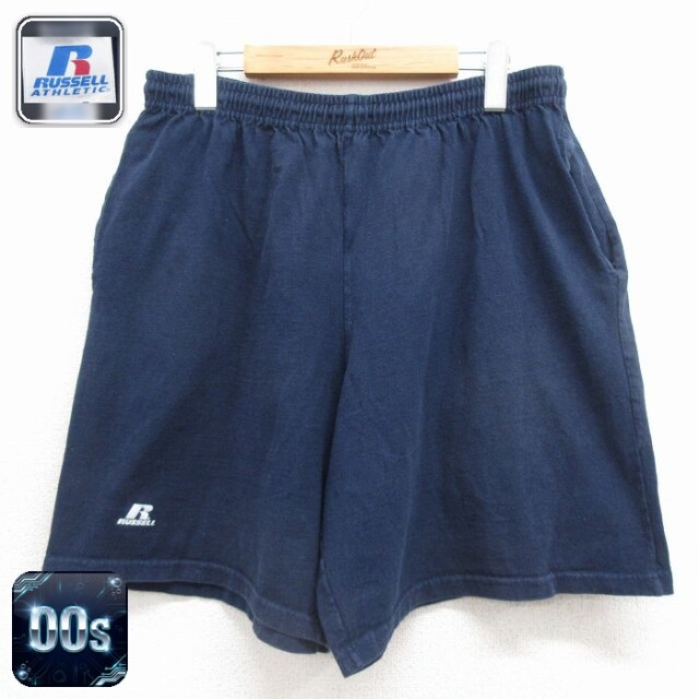 【20%OFF】ラッセル 00s ショートパンツ ワンポイントロゴ ネイビー 実寸W33 | 古着