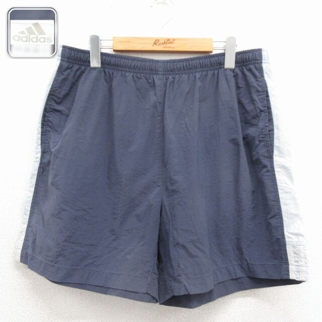 【20%OFF】アディダス ショートナイロンパンツ ワンポイントロゴ ネイビー 実寸W34 | 古着