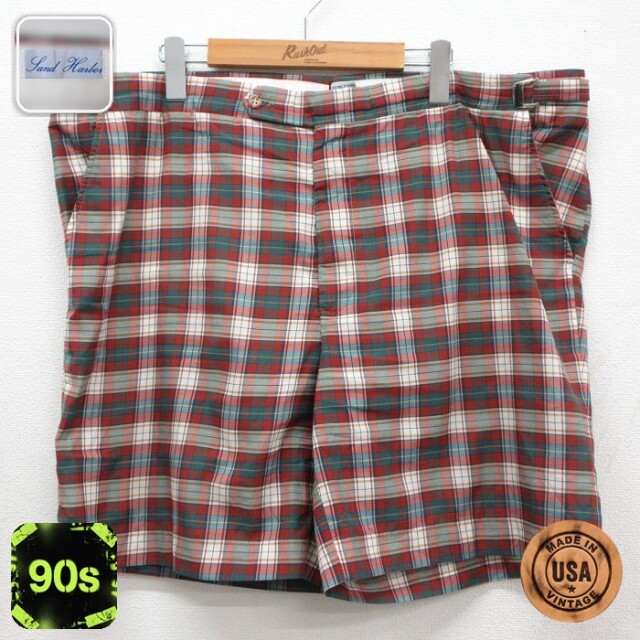 【20%OFF】90s ショートパンツ チェック レッド 実寸W42 | 古着