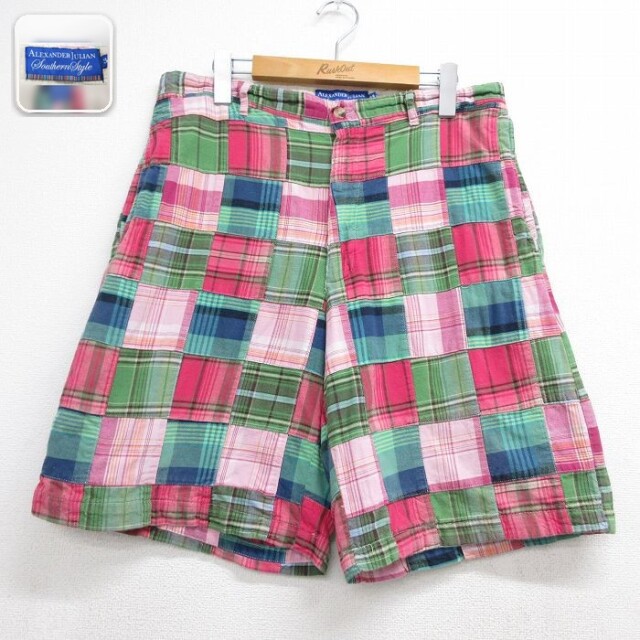 【20%OFF】W34 ショートパンツ パッチワーク ピンクチェック | 古着