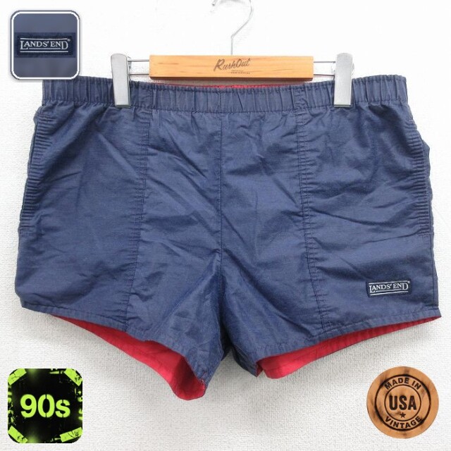 ランズエンド 90s ショートパンツ リバーシブル ネイビー 実寸W35 | 古着